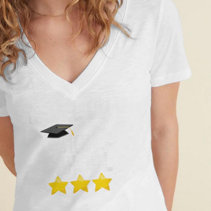 Level Up High School 8th Grade Graduation T-Shirt Women's Jersey Short Sleeve Deep V-Neck Tshirt