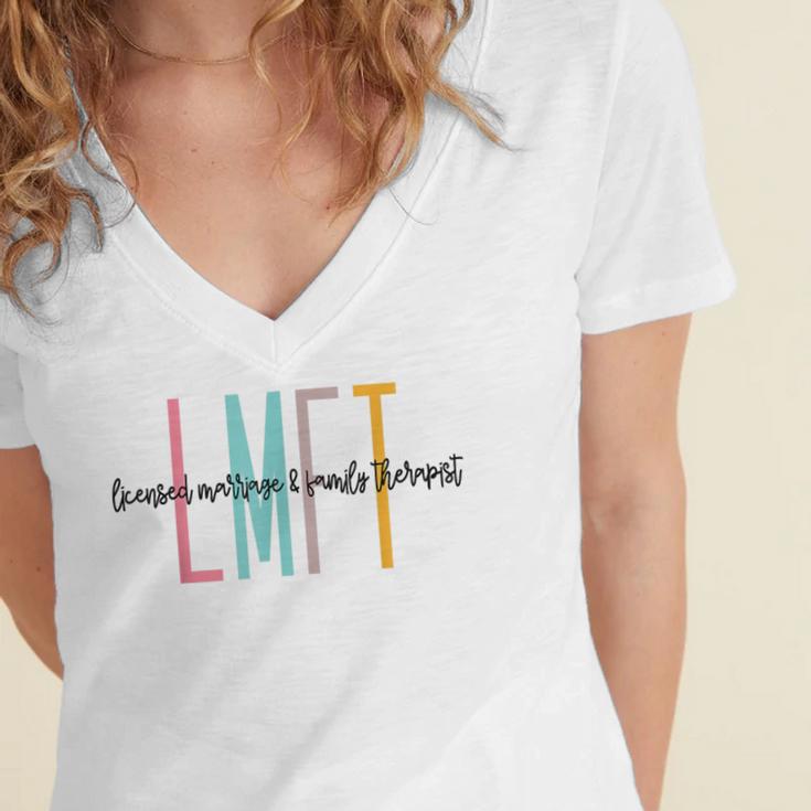 Licensed Marriage And Family Therapist LMFT Graduation Women's Jersey Short Sleeve Deep V-Neck Tshirt