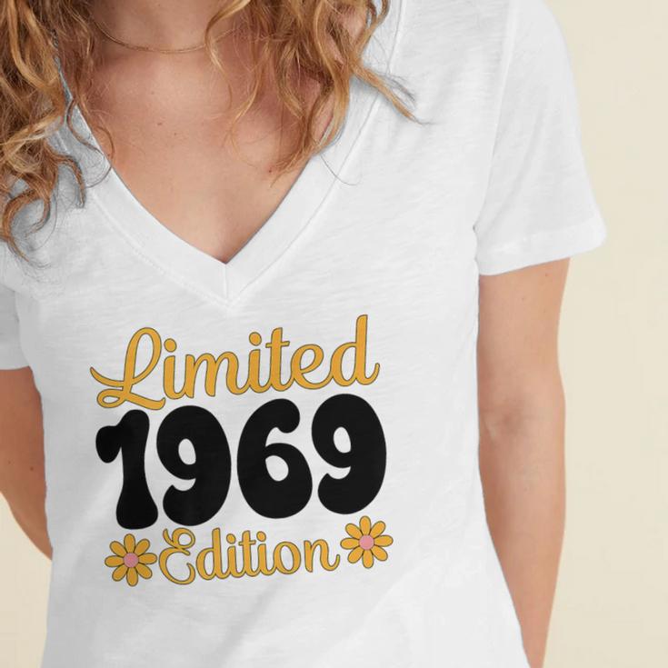 Limited 1969 Edition Retro Nostalgia Art Premium Women's Jersey Short Sleeve Deep V-Neck Tshirt