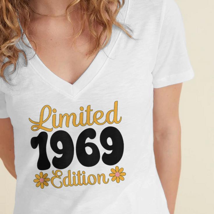 Limited 1969 Edition Retro Nostalgia Art Women's Jersey Short Sleeve Deep V-Neck Tshirt Limited 1969 Edition Retro Nostalgia Art Women's Jersey Short Sleeve Deep V-Neck Tshirt