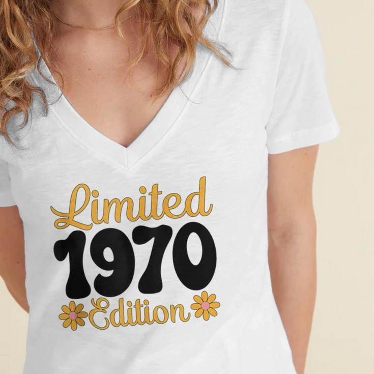 Limited 1970 Edition Retro Vintage 70s Nostalgia Women's Jersey Short Sleeve Deep V-Neck Tshirt