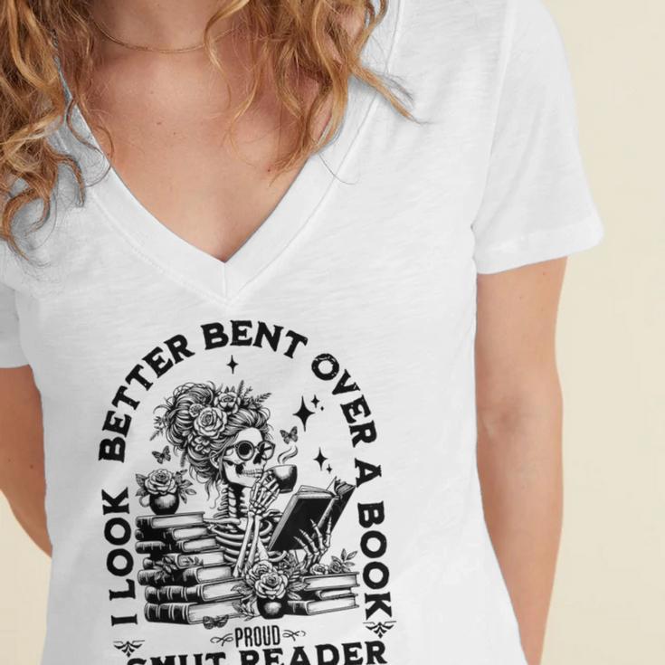I Look Better Bent Over A Book Smut Reader Women's Jersey Short Sleeve Deep V-Neck Tshirt I Look Better Bent Over A Book Smut Reader Women's Jersey Short Sleeve Deep V-Neck Tshirt