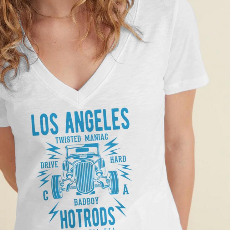 Los Angeles Hotrods Automotive Nostalgia Premium Tri-Blend Women's Jersey Short Sleeve Deep V-Neck Tshirt