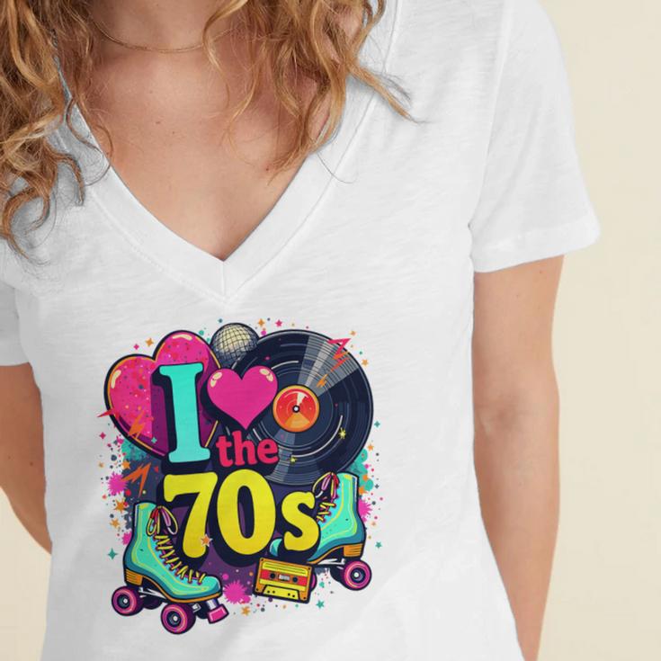 I Love The 70s Vintage Cassette Roller Vinyl Nostalgia 70s Premium Tri-Blend Women's Jersey Short Sleeve Deep V-Neck Tshirt I Love The 70s Vintage Cassette Roller Vinyl Nostalgia 70s Premium Tri-Blend Women's Jersey Short Sleeve Deep V-Neck Tshirt