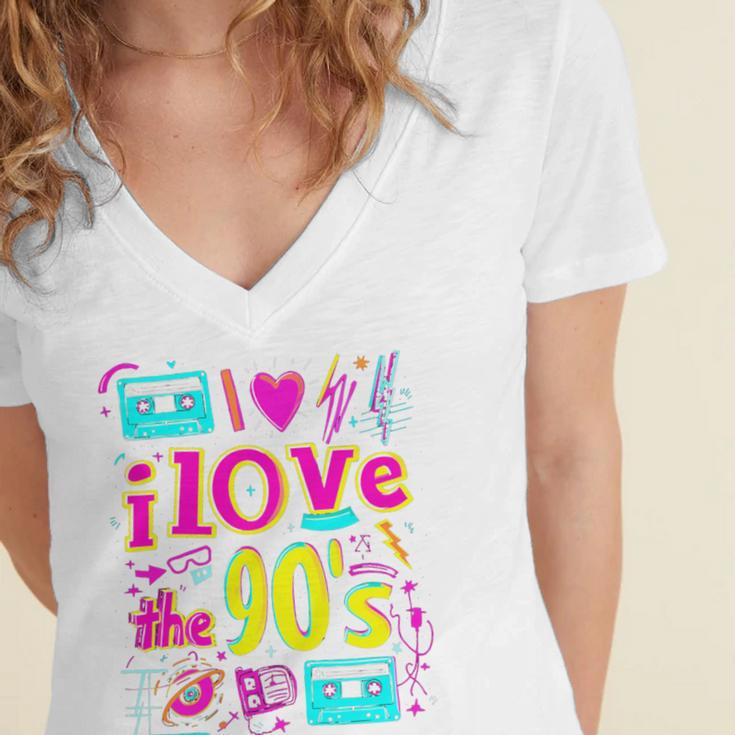 I Love The 90'S 90s Nostalgia Premium Tri-Blend Women's Jersey Short Sleeve Deep V-Neck Tshirt