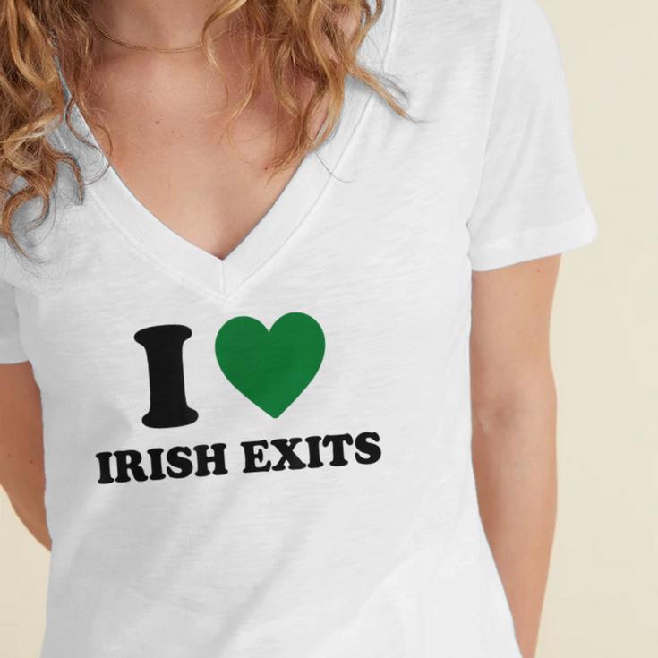 I Love Irish Exits St Patrick's Day Introvert Party Women's Jersey Short Sleeve Deep V-Neck Tshirt