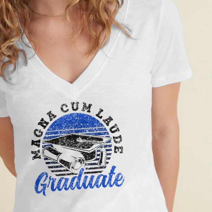 Magna Cum Laude Graduate Graduation Graduates Family Women's Jersey Short Sleeve Deep V-Neck Tshirt