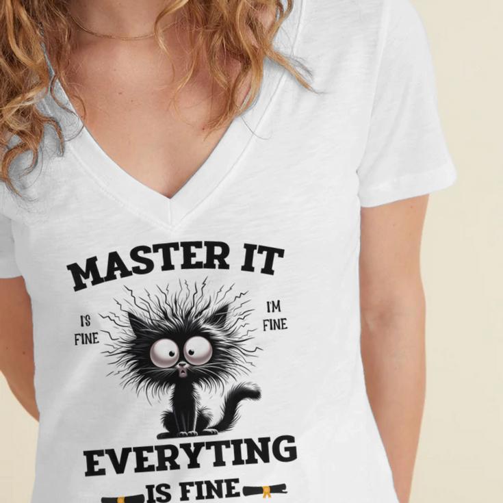 Masters Mastered It Graduate Master Degree Graduation Women's Jersey Short Sleeve Deep V-Neck Tshirt