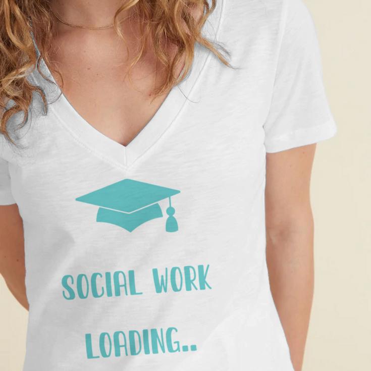 Masters Of Social Work Loading MSW Graduation Future Social Women's Jersey Short Sleeve Deep V-Neck Tshirt