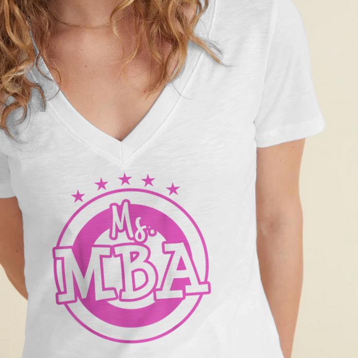 MBA Graduation Masters Business Administration T-Shirt Women's Jersey Short Sleeve Deep V-Neck Tshirt