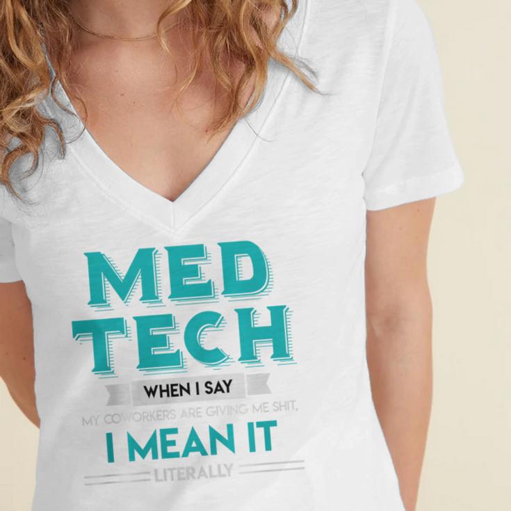 Med Tech Medical Technician Gag Lab Graduation Premium Women's Jersey Short Sleeve Deep V-Neck Tshirt