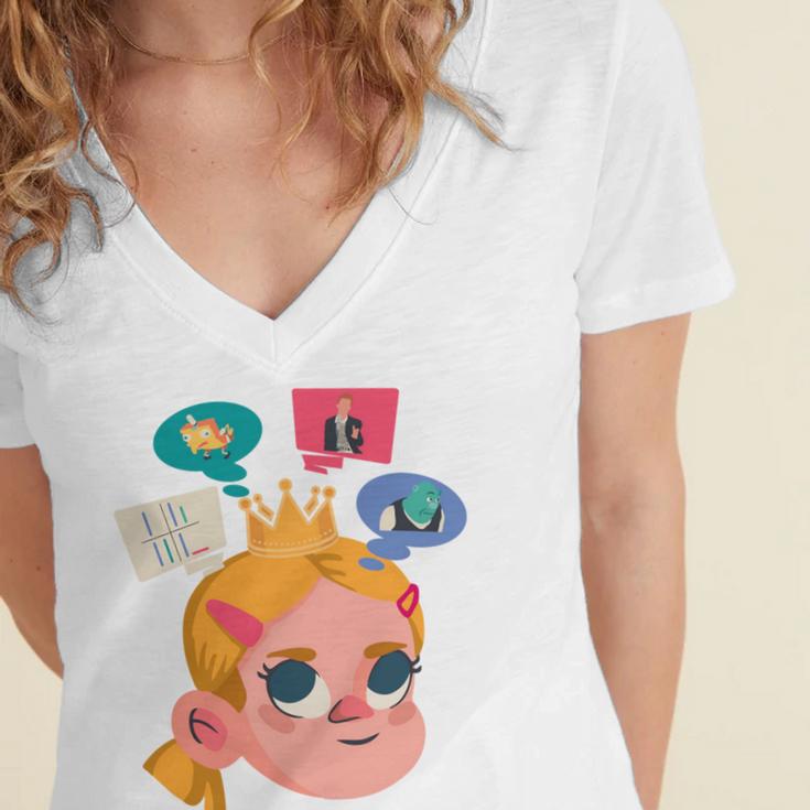 Meme Queen In Silence Introvert Anti People Antisocial Quiet Women's Jersey Short Sleeve Deep V-Neck Tshirt Meme Queen In Silence Introvert Anti People Antisocial Quiet Women's Jersey Short Sleeve Deep V-Neck Tshirt