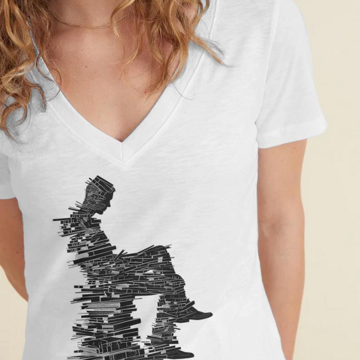 Men Pixel Art Geometric Book Human Drawing Graphic Men Women's Jersey Short Sleeve Deep V-Neck Tshirt