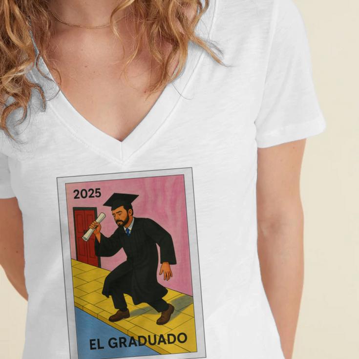 Mexican For Graduation 2025 El Graduado Premium Tri-Blend Women's Jersey Short Sleeve Deep V-Neck Tshirt