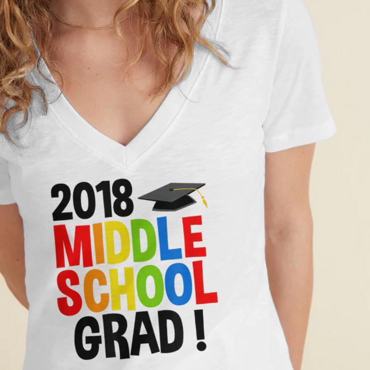 Middle School Graduation Class Of 2018 Shirt Women's Jersey Short Sleeve Deep V-Neck Tshirt