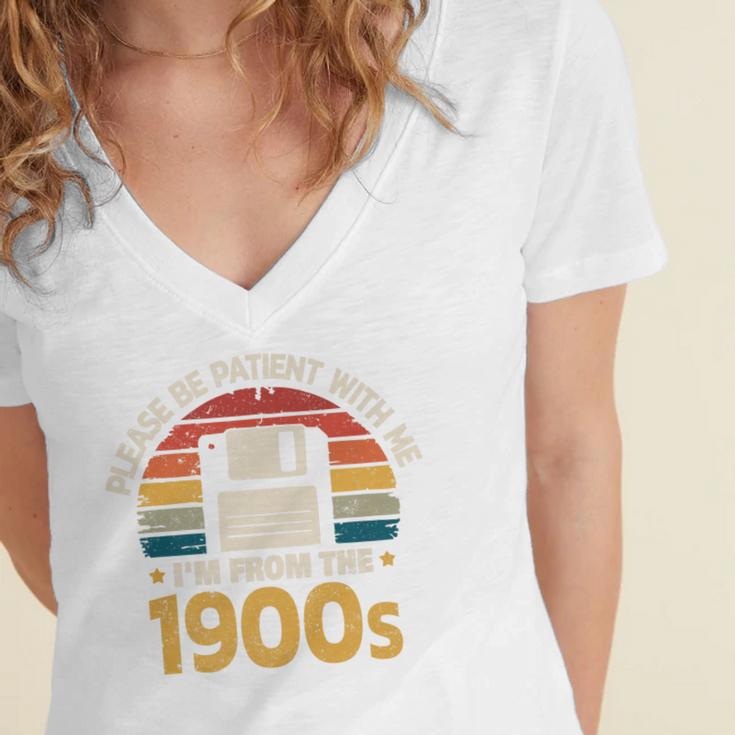 Millennials Please Be Patient With Me I'm From The 1900s Premium Women's Jersey Short Sleeve Deep V-Neck Tshirt