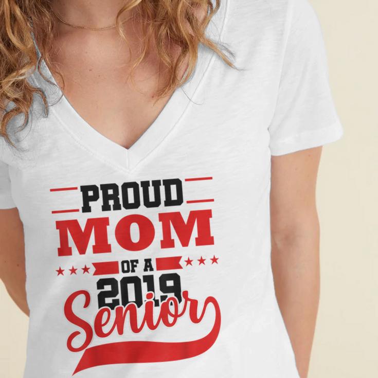 Mom Class Of 2019 Senior Graduation T-Shirt High School Women's Jersey Short Sleeve Deep V-Neck Tshirt
