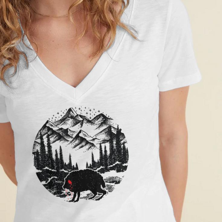 Monster Squonk In Forest Folklore Cryptid Introvert Women's Jersey Short Sleeve Deep V-Neck Tshirt Monster Squonk In Forest Folklore Cryptid Introvert Women's Jersey Short Sleeve Deep V-Neck Tshirt