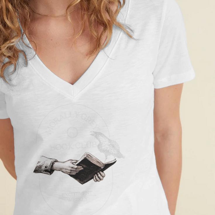 In My Morally Grey Book Club Era Adult Romance Novel Lover Women's Jersey Short Sleeve Deep V-Neck Tshirt
