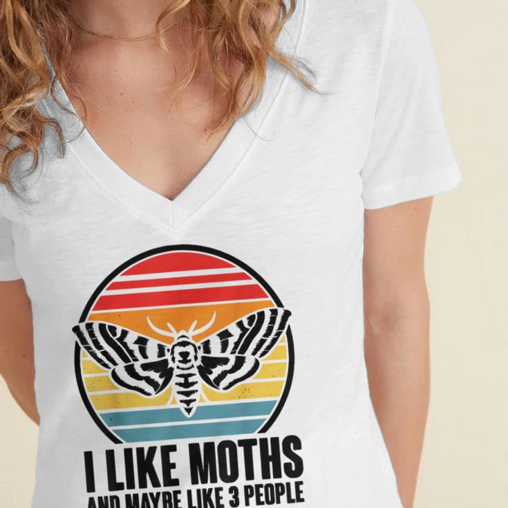 I Like Moths And Maybe 3 People Insect Moth Lovers Introvert Women's Jersey Short Sleeve Deep V-Neck Tshirt I Like Moths And Maybe 3 People Insect Moth Lovers Introvert Women's Jersey Short Sleeve Deep V-Neck Tshirt