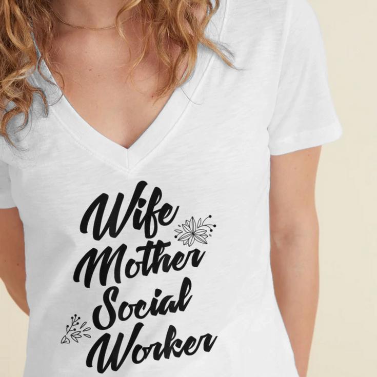 MSW Mom Graduation T-Shirt Social Worker Wife Mother Women's Jersey Short Sleeve Deep V-Neck Tshirt