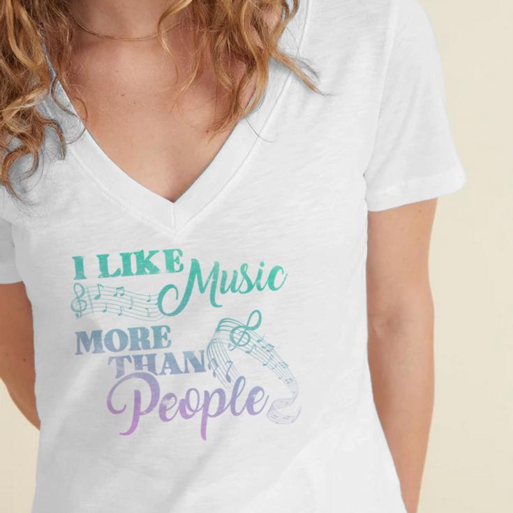 I Like Music More Than People Introvert Music Lover INTP Pun Women's Jersey Short Sleeve Deep V-Neck Tshirt I Like Music More Than People Introvert Music Lover INTP Pun Women's Jersey Short Sleeve Deep V-Neck Tshirt