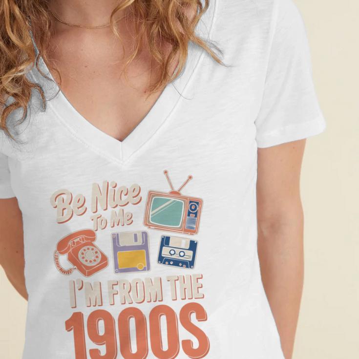 Be Nice To Me I'm From The 1900s Premium Women's Jersey Short Sleeve Deep V-Neck Tshirt