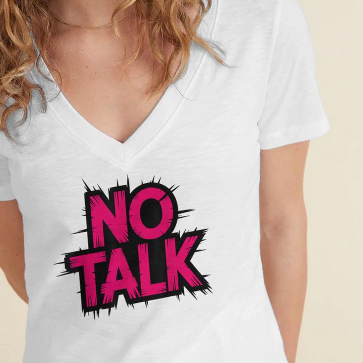 No Small Talk Zone – Introvert Quote Women's Jersey Short Sleeve Deep V-Neck Tshirt