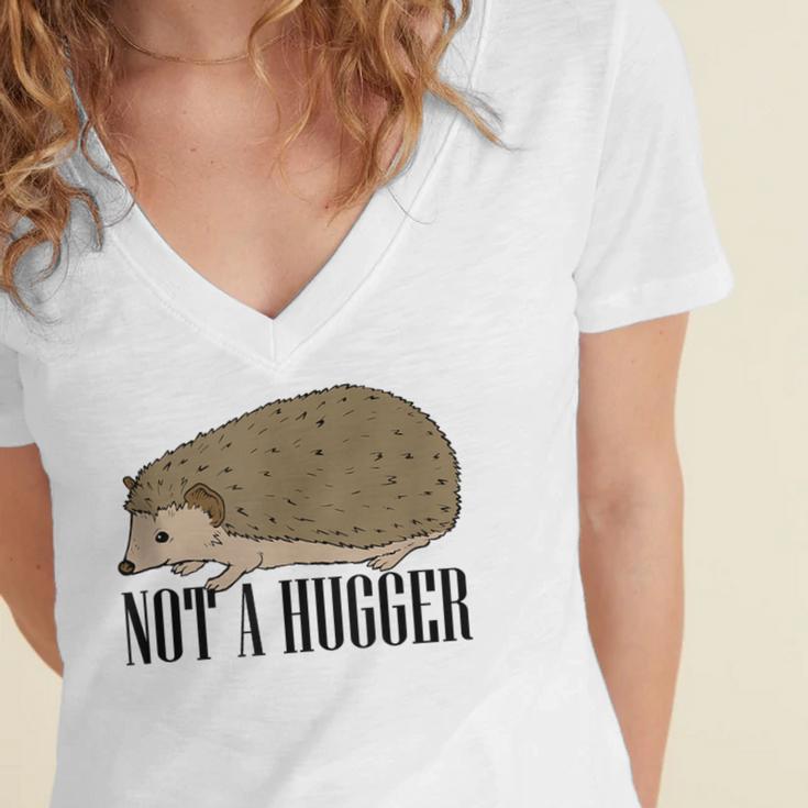 Not A Hugger Hedgehog Introvert Sarcasm Antisocial Women's Jersey Short Sleeve Deep V-Neck Tshirt Not A Hugger Hedgehog Introvert Sarcasm Antisocial Women's Jersey Short Sleeve Deep V-Neck Tshirt