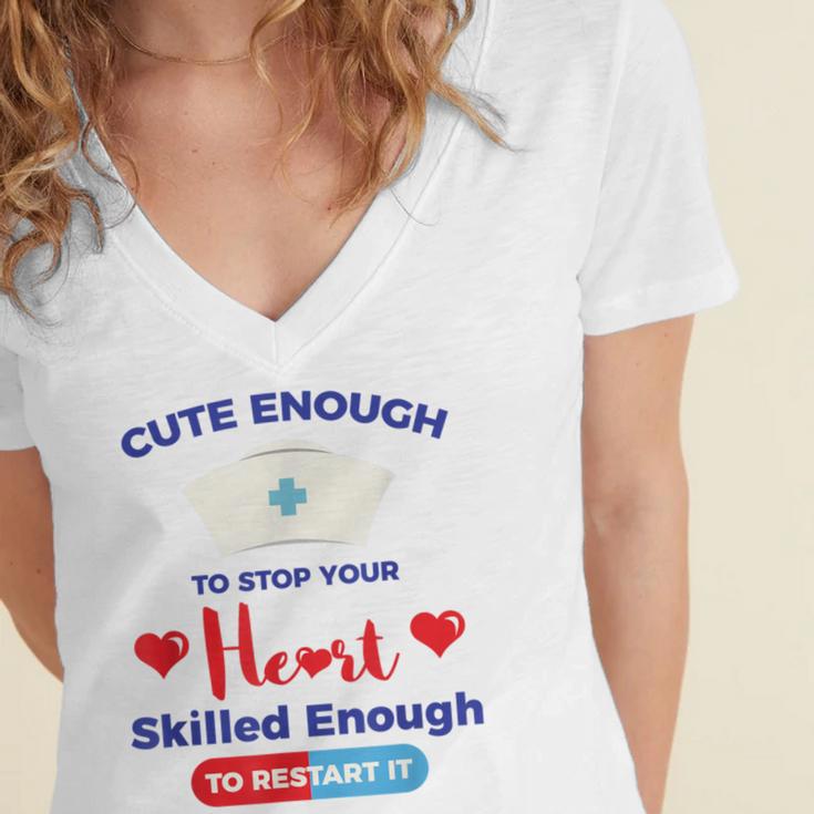 Nurse Tshirt Graduation Nursing School Birthday Women's Jersey Short Sleeve Deep V-Neck Tshirt