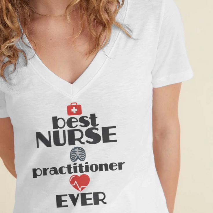 Nurse Practitioner Graduation FNP MSN Nurses Week Women's Jersey Short Sleeve Deep V-Neck Tshirt