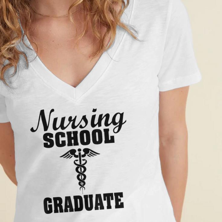 Nursing School Graduate Nurse Graduation Medical T-Shirt Women's Jersey Short Sleeve Deep V-Neck Tshirt