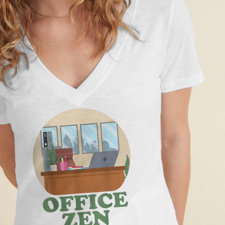 Office Zen Introvert Office Staff Secretary Employee Admin Women's Jersey Short Sleeve Deep V-Neck Tshirt Office Zen Introvert Office Staff Secretary Employee Admin Women's Jersey Short Sleeve Deep V-Neck Tshirt