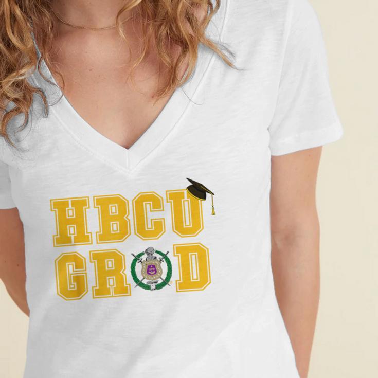 Omega Psi Phi Fraternity Paraphernalia HBCU Graduation Women's Jersey Short Sleeve Deep V-Neck Tshirt