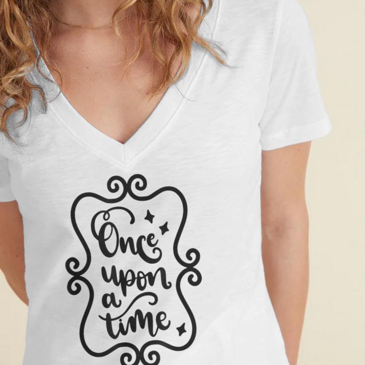 Once Upon A Time Fairytale Book Lover Reading Women's Jersey Short Sleeve Deep V-Neck Tshirt Once Upon A Time Fairytale Book Lover Reading Women's Jersey Short Sleeve Deep V-Neck Tshirt