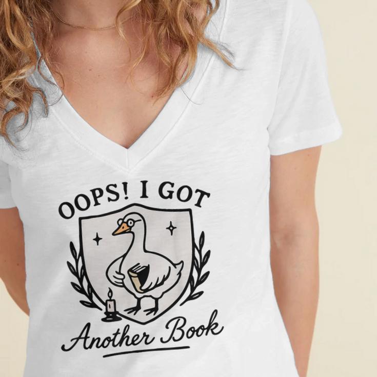 OOPS I GOT Another Book Design Women's Jersey Short Sleeve Deep V-Neck Tshirt