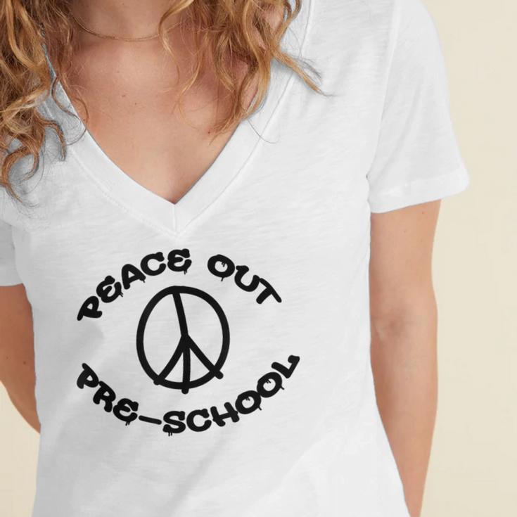 Peace Out PreschoolShirt For School Graduation Women's Jersey Short Sleeve Deep V-Neck Tshirt