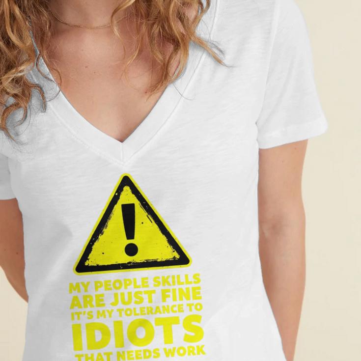 My People Skills Are Just Fine Sarcastic Introvert Premium Tri-Blend Women's Jersey Short Sleeve Deep V-Neck Tshirt