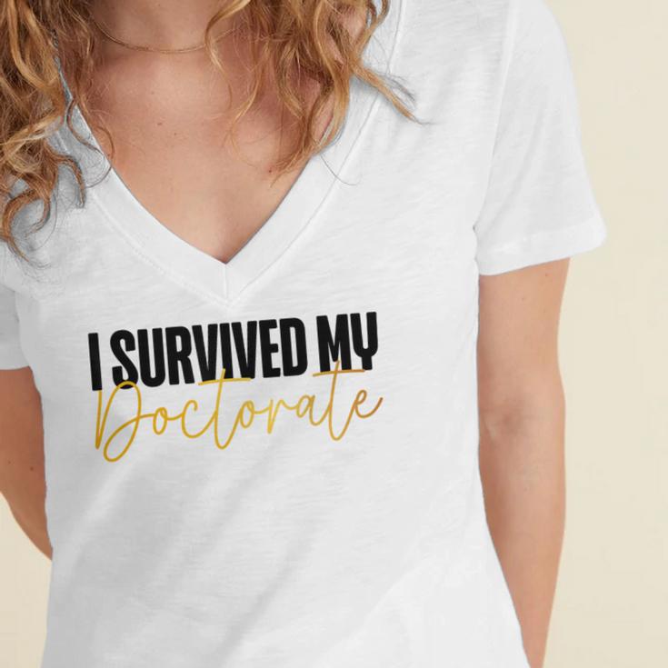 Phd Graduation Doctorate Degree Dissertation Masteral Grad Women's Jersey Short Sleeve Deep V-Neck Tshirt