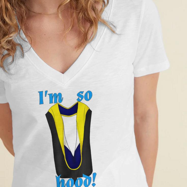 PhD Hood Graduation Shirt Doctorate Degree Doctoral Women's Jersey Short Sleeve Deep V-Neck Tshirt