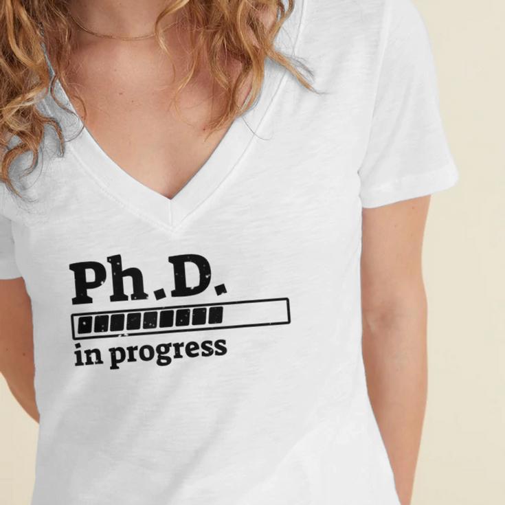 PhD In Progress Graduation Progress Bar Shirt Women's Jersey Short Sleeve Deep V-Neck Tshirt