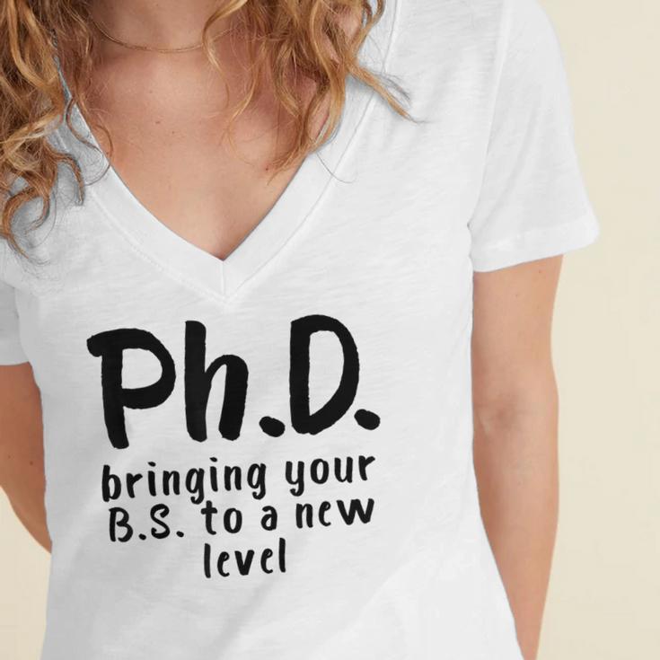 Phd Shirt Bs Doctorate Graduation Doctoral Women's Jersey Short Sleeve Deep V-Neck Tshirt