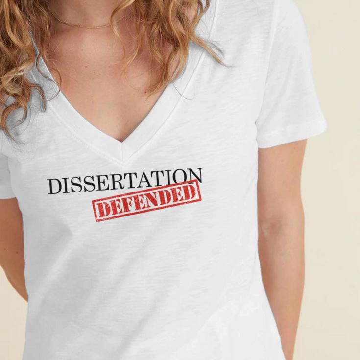 PhD Thesis Defense Graphic Doctoral Graduation Women's Jersey Short Sleeve Deep V-Neck Tshirt