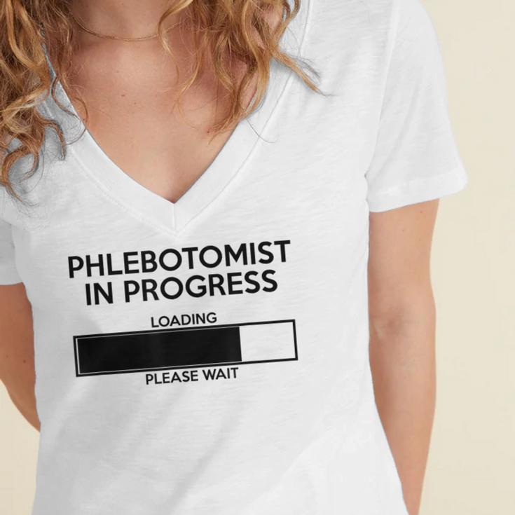 Phlebotomist In Progress Phlebotomy School Graduation Women's Jersey Short Sleeve Deep V-Neck Tshirt