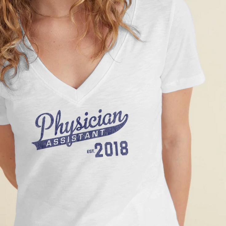 Physician Assistant Graduation Est 2018 Shirt Women's Jersey Short Sleeve Deep V-Neck Tshirt
