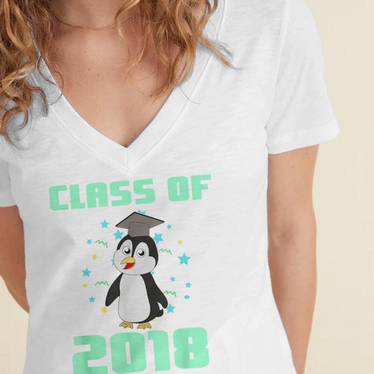 Pinguin Class 2018 Shirt Graduation Kids Graduate Women's Jersey Short Sleeve Deep V-Neck Tshirt