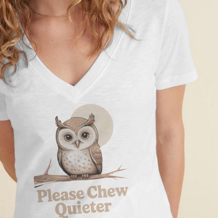Please Chew Quieter Introvert Christmas Bird Lover Women's Jersey Short Sleeve Deep V-Neck Tshirt Please Chew Quieter Introvert Christmas Bird Lover Women's Jersey Short Sleeve Deep V-Neck Tshirt