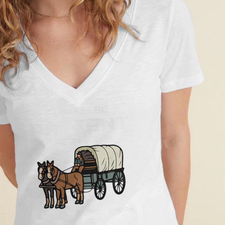 Please Be Patient I'm From The 1900s Amish Wagon & Vintage Premium Women's Jersey Short Sleeve Deep V-Neck Tshirt Please Be Patient I'm From The 1900s Amish Wagon & Vintage Premium Women's Jersey Short Sleeve Deep V-Neck Tshirt