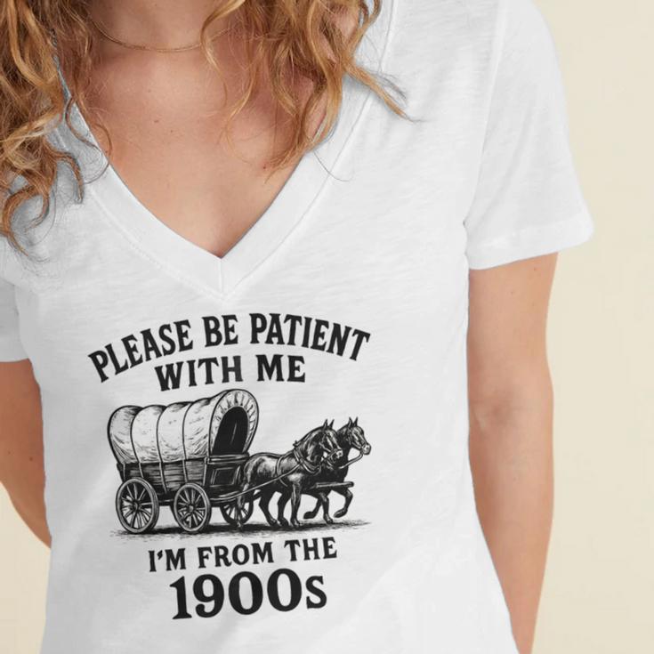 Please Be Patient With Me I'm From The 1900s Boomer Premium Tri-Blend Women's Jersey Short Sleeve Deep V-Neck Tshirt
