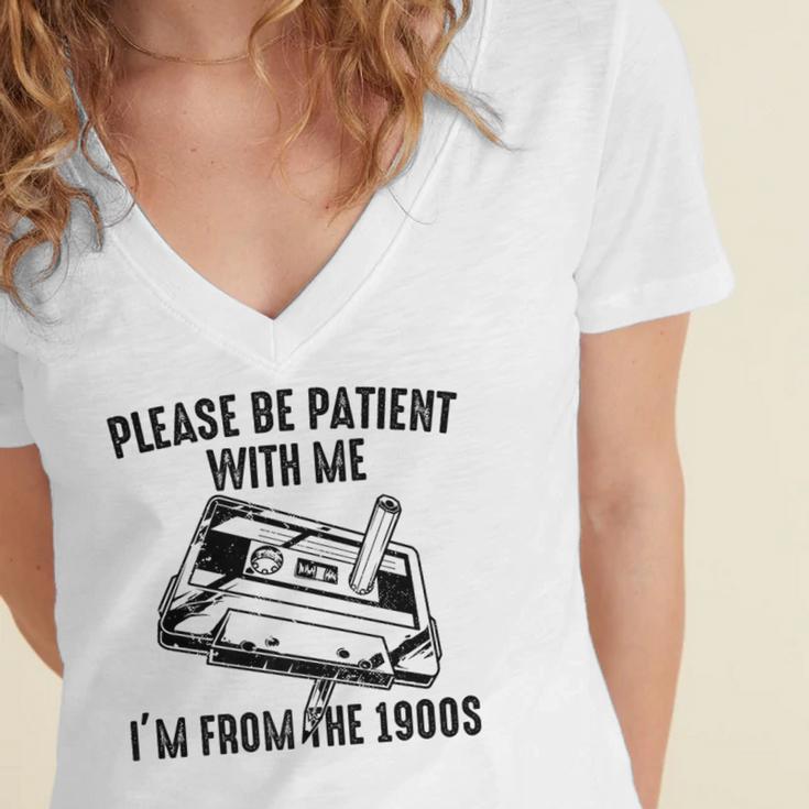 Please Be Patient With Me I'm From The 1900s Cassette Pencil Premium Women's Jersey Short Sleeve Deep V-Neck Tshirt Please Be Patient With Me I'm From The 1900s Cassette Pencil Premium Women's Jersey Short Sleeve Deep V-Neck Tshirt